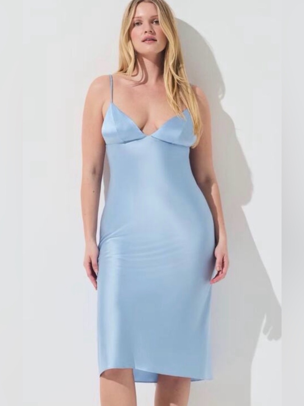 NWT SKIMS Silk Midi Dress in Glacier size L